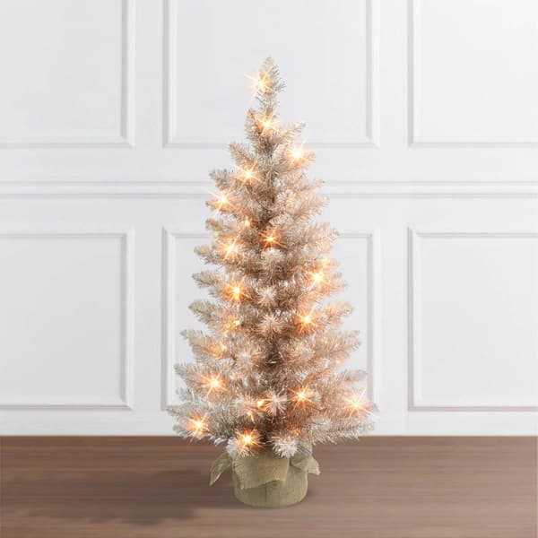 Puleo International 3ft. 50 Clear Incandescent Rose Gold Tree