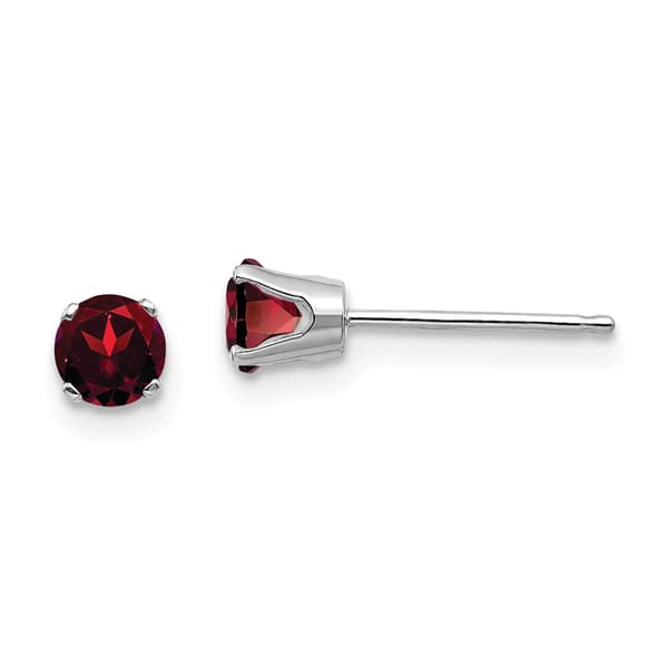 Gemstone Classics&#40;tm&#41; White Gold 4mm. Garnet Stud Earrings - image 