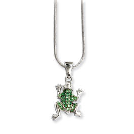 Sterling Silver & CZ Frog Necklace