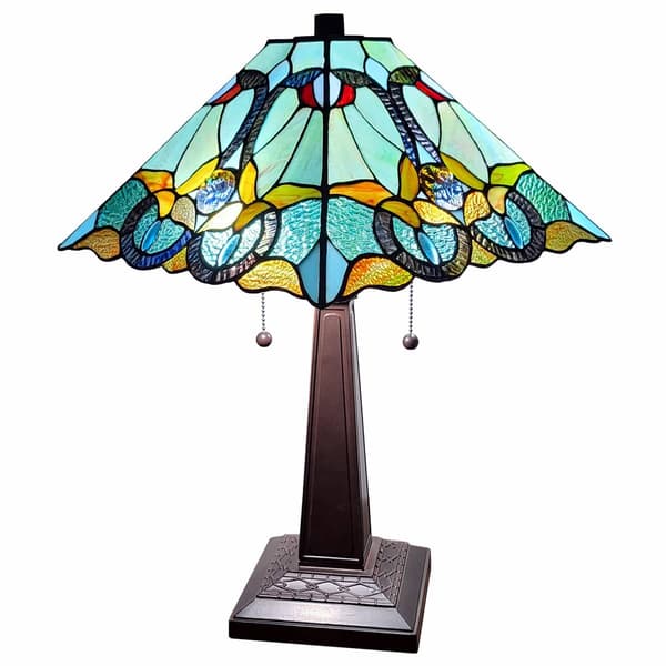 HomeRoots 23in. Mosaic Glass Two Light Table Lamp