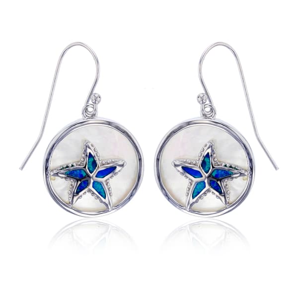 Gemstone Classics&#40;tm&#41; Blue Opal Starfish Drop Earrings - image 