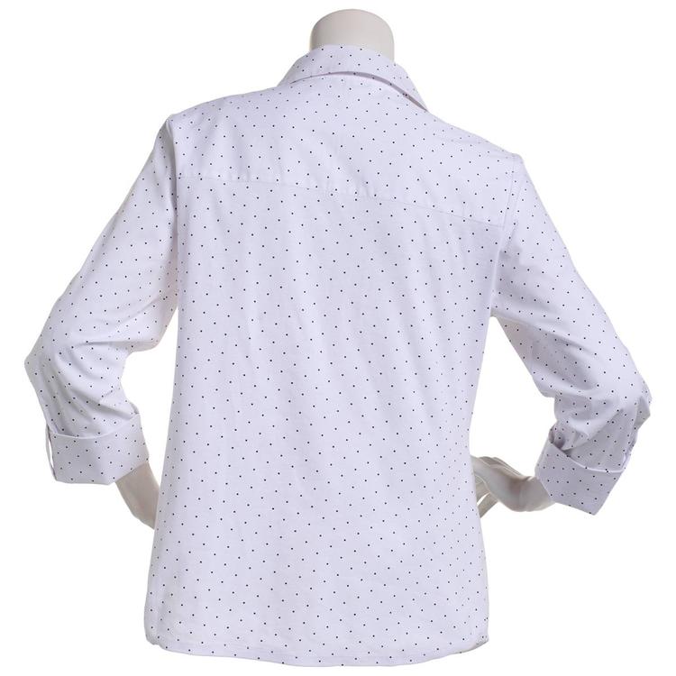 Womens Emily Daniels Dot Knit To Fit Casual Button Down