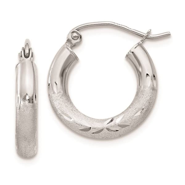 Gold Classics(tm) 10kt. White Gold Satin 10mm Round Hoop Earrings - image 