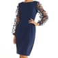 Womens Connected Apparel Sheer Sleeve Solid Sheath Dress - image 3