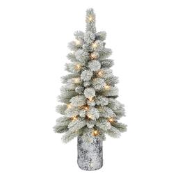 Puleo International 3.5ft. Potted Flocked Norwegian Pine Tree