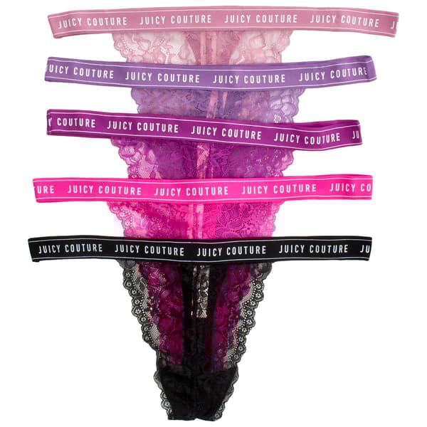 Juniors Juicy Couture 5pk. Lace & Mesh Thong JC3603-5PKJ - image 