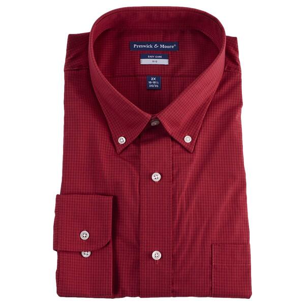 Mens Big & Tall Preswick & Moore Checkered Dress Shirt - Red - image 