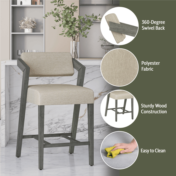 HH2 Home Snyder Counter Height Grey Stool