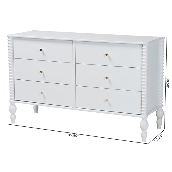 Baxton Studio Callison Spindle 6-Drawer Farmhouse Dresser