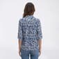 Womens Notations 3/4 Sleeve 2-Pocket Zip Ikat Jacquard Blouse - image 2