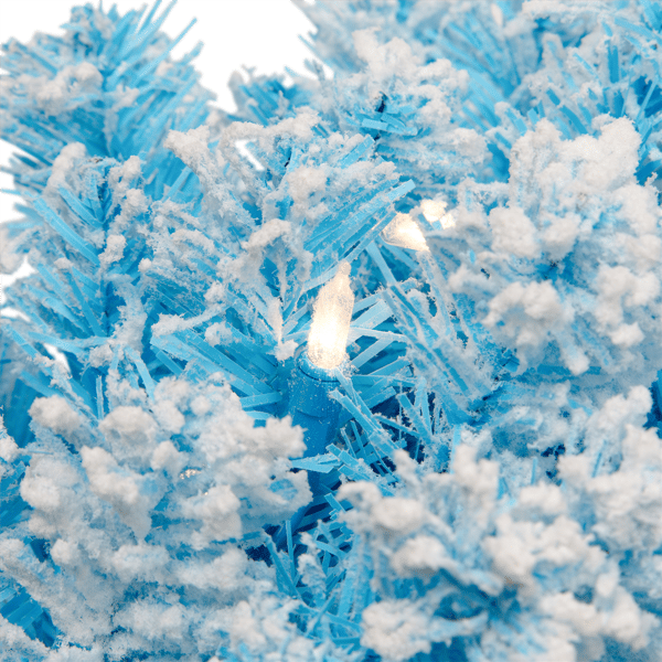 Northlight Pre-Lit Sky Blue Flocked Pine  Christmas Wreath