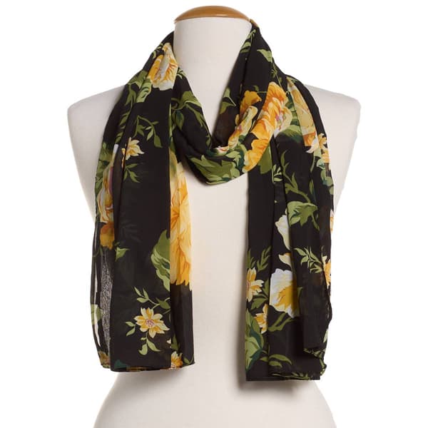 Womens Renshun Large Rose Oblong Silk Scarf - image 