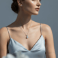 Saffron 1ctw. Moissanite Diamond Heart Drop Pendant Necklace - image 2