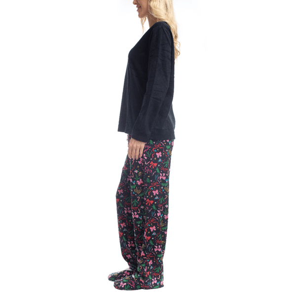 Womens Goodnight Kiss Cozy up 3pc. Bows Pajama Set
