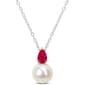 Gemstone Classics(tm) Freshwater Pearl & Created Ruby Pendant - image 1