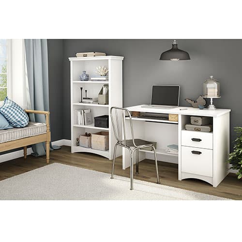 South Shore Gascony 4-Shelf Bookcase - White
