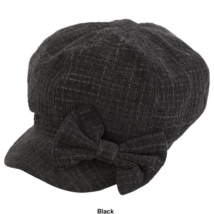 Womens Madd Hatter Chenille Bow Newsboy Cabbie Hat