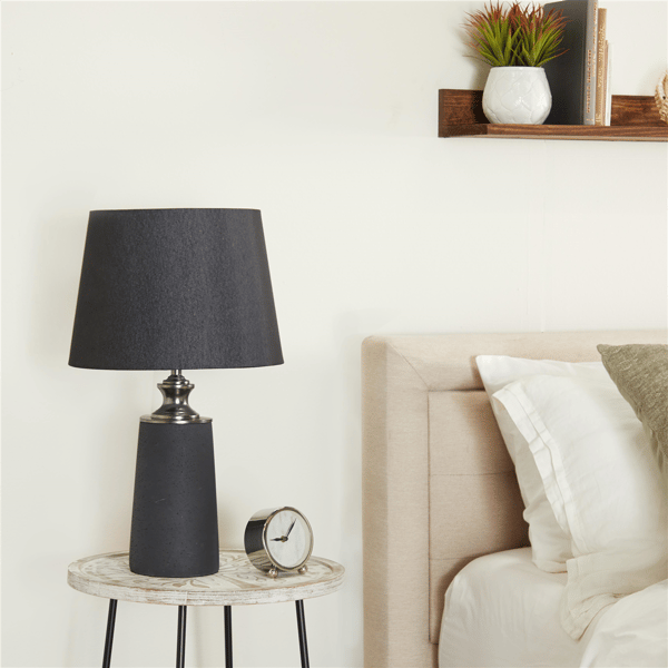 9th & Pike® Modern Black Cement Stone Table Lamp