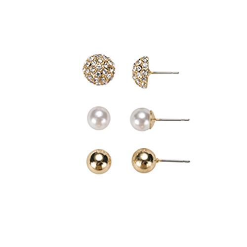 Gloria Vanderbilt Gold-Tone Pearl & Crystal Stud Earring Set