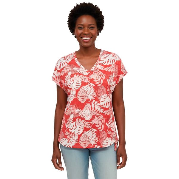 Plus Size French Laundry Short Dolman Sleeve Tropical Blouse - image 