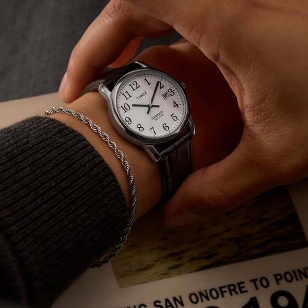 Mens Timex&#174; Silver-Tone Easy Read White Dial Watch - TW2W95400JT