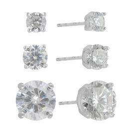 Sunstone 3pc. Sterling Silver Round CZ Stud Earring Set