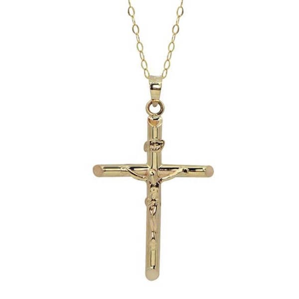 10kt. Yellow Gold Crucifix Pendant with Cable Chain - image 