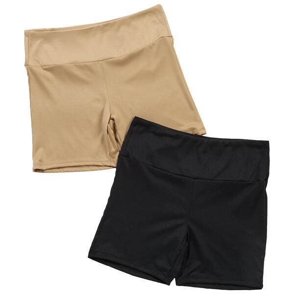 Juniors Eye Candy 2pk. Wide Waistband Peached 5in. Bike Shorts - image 