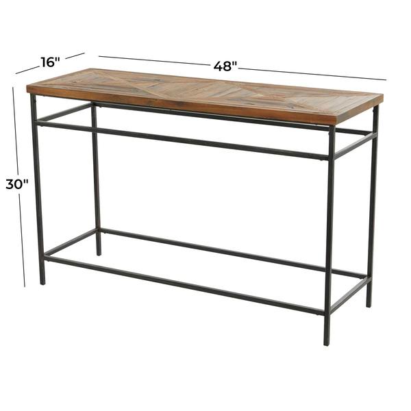 9th & Pike® Brown Metal Rustic Console Table