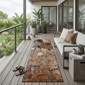 HomeRoots Chocolate Terracotta & Ivory Abstract Runner Rug - image 1