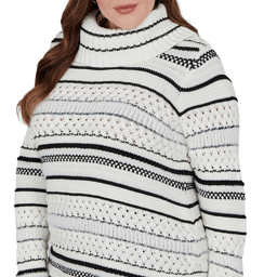 Plus Size Hearts of Palm Wrapped in Rubies Stripe Sweater