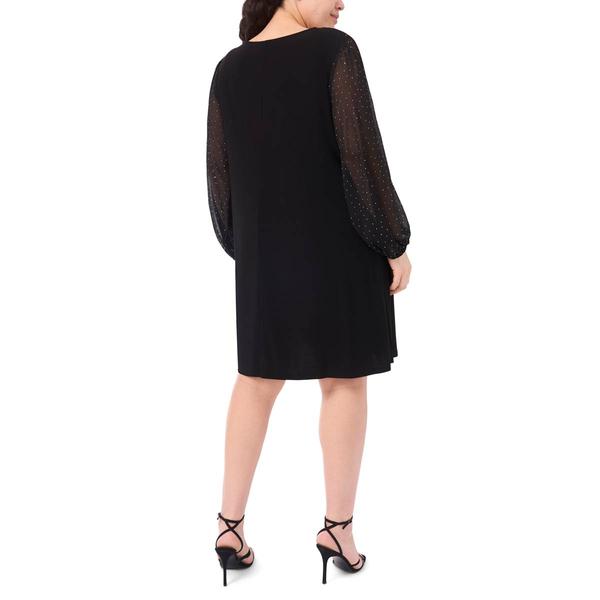 Plus Size MSK Long Sleeve Nailhead Sleeve Shift Dress