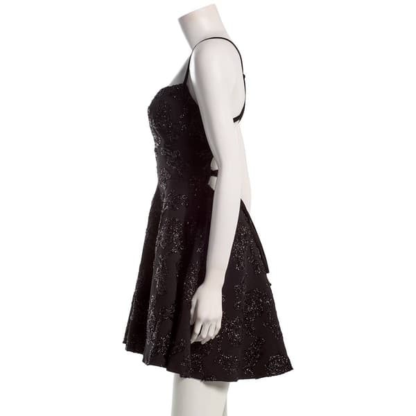 Juniors Emerald Sundae Embroidery Crepe Lace-Up Back A-Line Dress