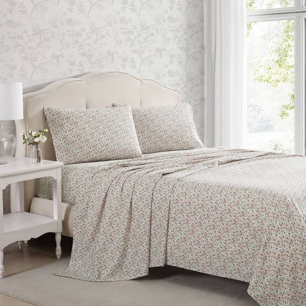 Laura Ashley Emogene 100% Cotton Orange Floral Sheet Set