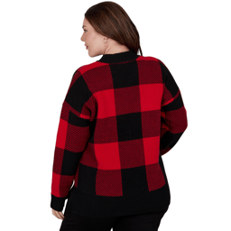 Plus Size Hearts of Palm Wrapped in Rubies Buffalo Check Sweater