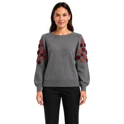 Womens Zac & Rachel Long Floral Puff Sleeve Sweater