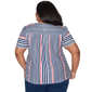 Plus Size Alfred Dunner Port Side V Neck Splice Stripe Blouse - image 2