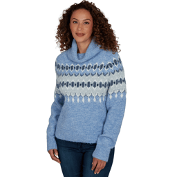 Womens Skye’s the Limit Icy Blue Sparkle Fair Isle Sweater