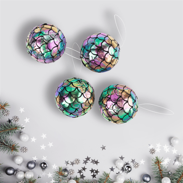 Northlight 4ct. Mermaid Iridescent Christmas Ball Ornaments - image 