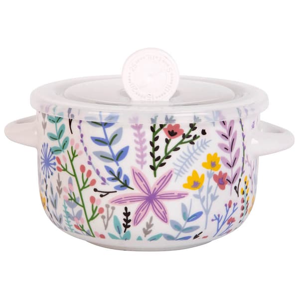 Home Essentials 25oz. Wildflowers 2 Handle Bowl with Lid - image 