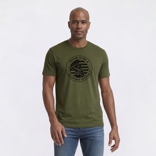 Mens Proud To Salute Short Sleeve USA Tee - Military Green - image 