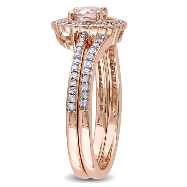 Gemstone Classics™ 10kt. Rose Gold Halo Bridal Ring Set