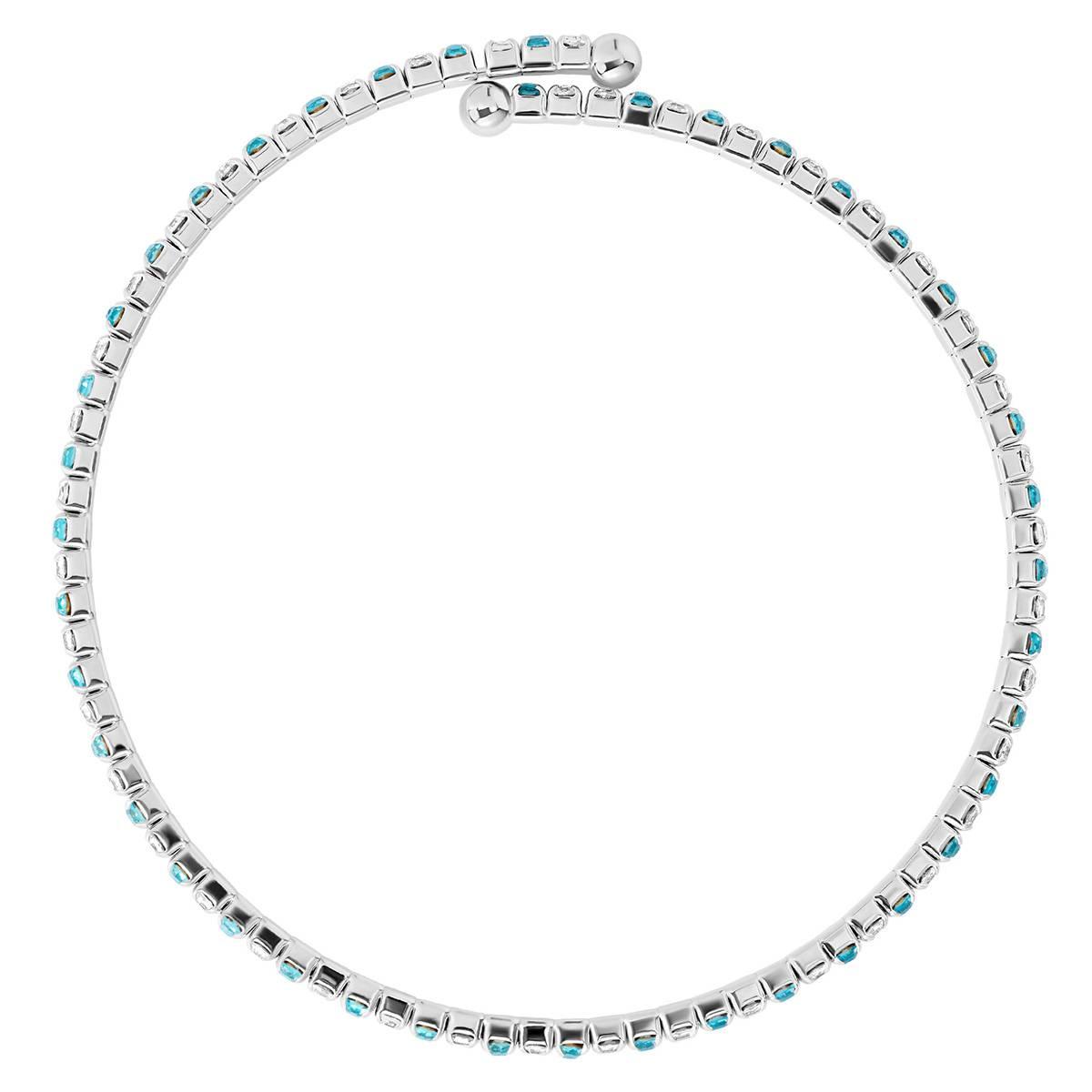 Athra Light Aqua & Aurora Borealis Crystal Coil Bracelet
