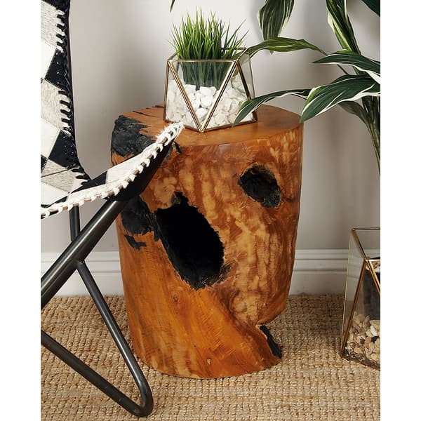 9th & Pike® Brown Reclaimed Wood Natural Footstool