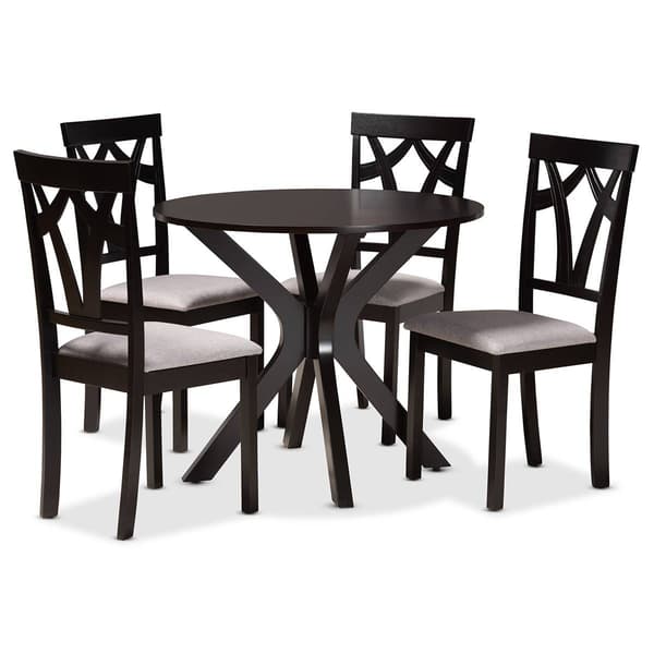 Baxton Studio Luise Modern Dark Brown Wood 5pc. Dining Set - image 