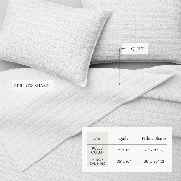 Freshfolds Garment Washed Honeycomb Waffle Quilt Set