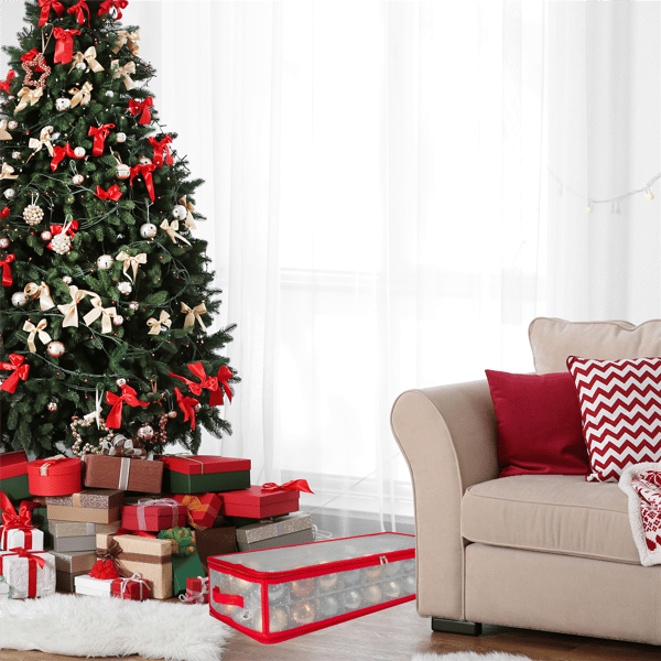 Northlight Transparent Zip Up Christmas 80 Ornaments Storage Box