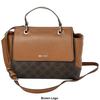 Nine West Hewes Top-Handle Shoulder Bag Handbags Brown Logo : One Size