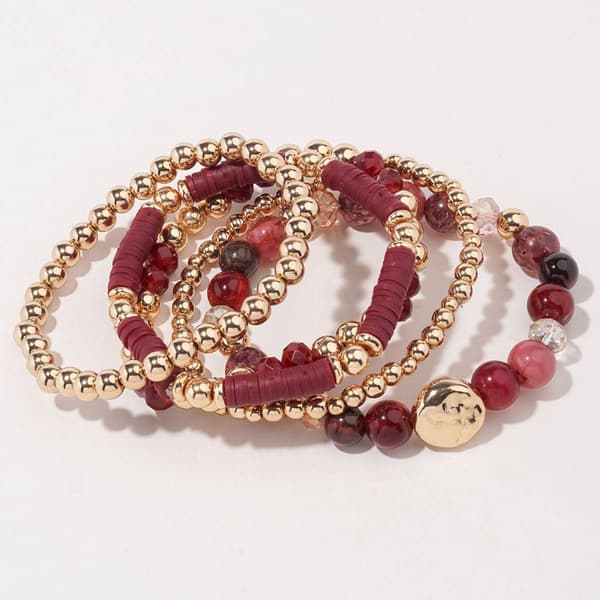 Ashley Cooper(tm) 5pc. Burgundy Beaded Bracelet Set - image 