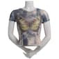 Juniors Madden Girl Short Sleeve Print Butterfly Stud Mesh Top - image 1